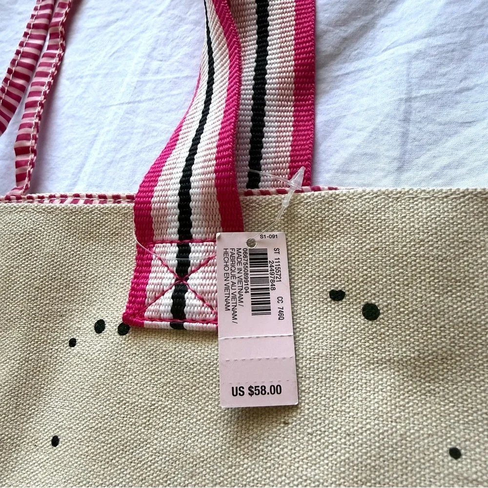 Victoria's Secret Pink & Red LOVE Canvas Tote with Tassels Weekender Beach Bag